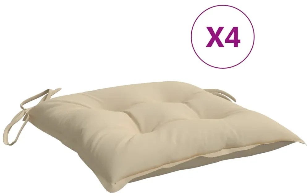vidaXL Μαξιλάρια Παλέτας Κήπου 4 τεμ. Μπεζ 50x50x7 εκ. Oxford Ύφασμα