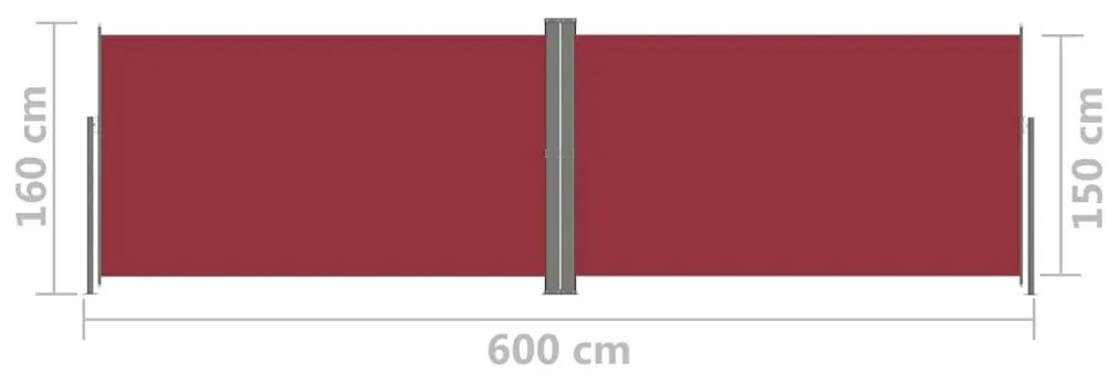 Σκίαστρο Πλαϊνό Πτυσσόμενο Κόκκινο 160 x 600 εκ. - Κόκκινο
