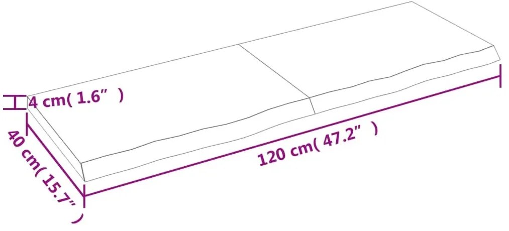 Ράφι Τοίχου Ανοιχτό Καφέ 120x40x(2-4)εκ. Επεξ. Μασίφ Ξύλο Δρυός - Καφέ