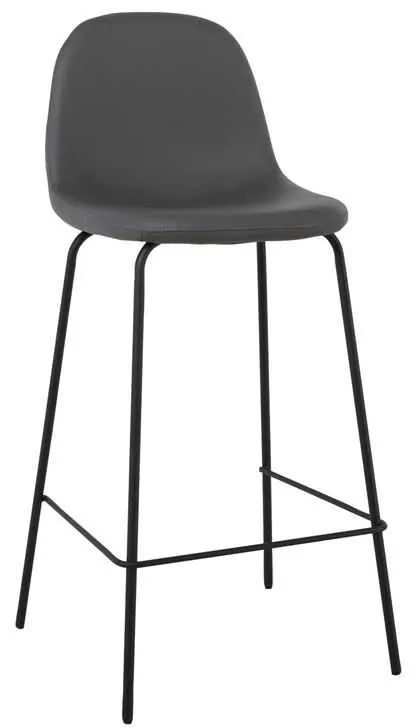 Σκαμπώ CELINA Bar Μετ.Μαύρο, Pvc Γκρι (ύψος 47x51x67/97cm (Σετ 4 ΤΕΜ)