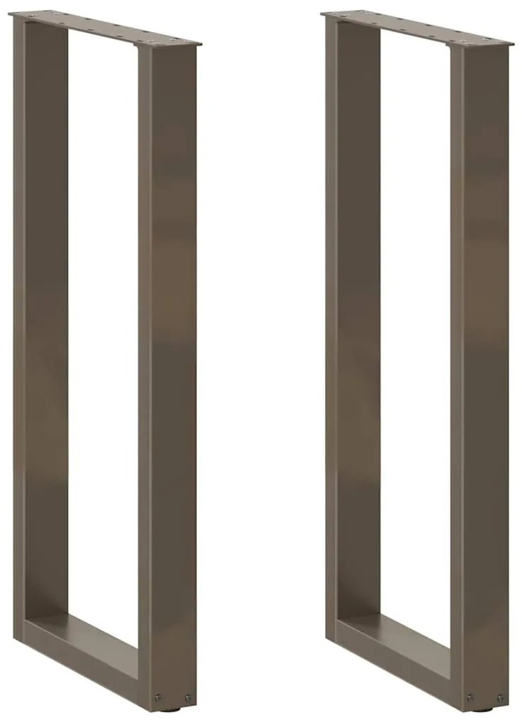 Πόδια Τραπεζιού Μπαρ σε Σχήμα U, 2 τεμ., Φυσικό Ατσάλι 40x(100-101) εκ. Ατσάλι