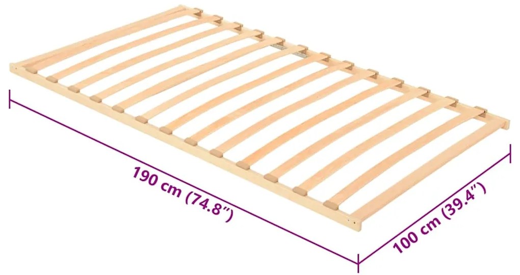 vidaXL Βάση κρεβατιού με λάμες Καφέ 100 x 190 cm Στερεό Ξύλο Μηλιάς