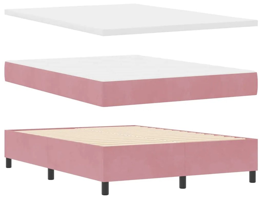 vidaXL Κρεβάτι με ελατήρια με κεφαλάρι Ροζ 140 x 200 cm Βελούδο