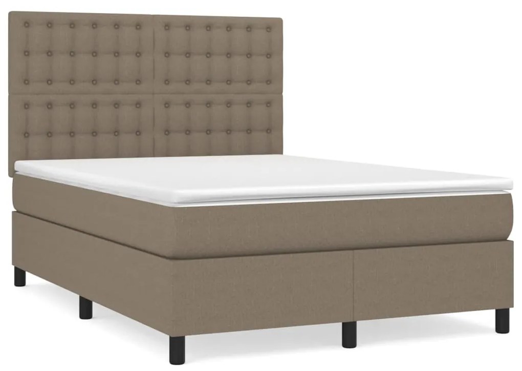 Κρεβάτι Boxspring με Στρώμα Taupe 140x200 εκ. Υφασμάτινο - Μπεζ-Γκρι