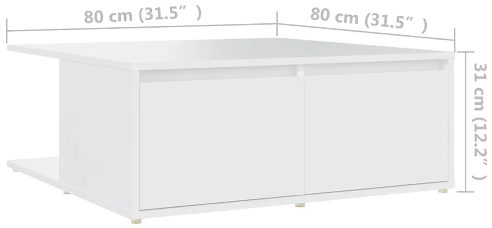 vidaXL Τραπεζάκι Σαλονιού Λευκό 80 x 80 x 31 εκ. από Επεξ. Ξύλο