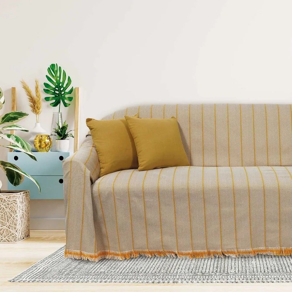 Ριχτάρι 0229 Ecru-Yellow Das Home Τριθέσιο 180x300cm 100% Βαμβάκι