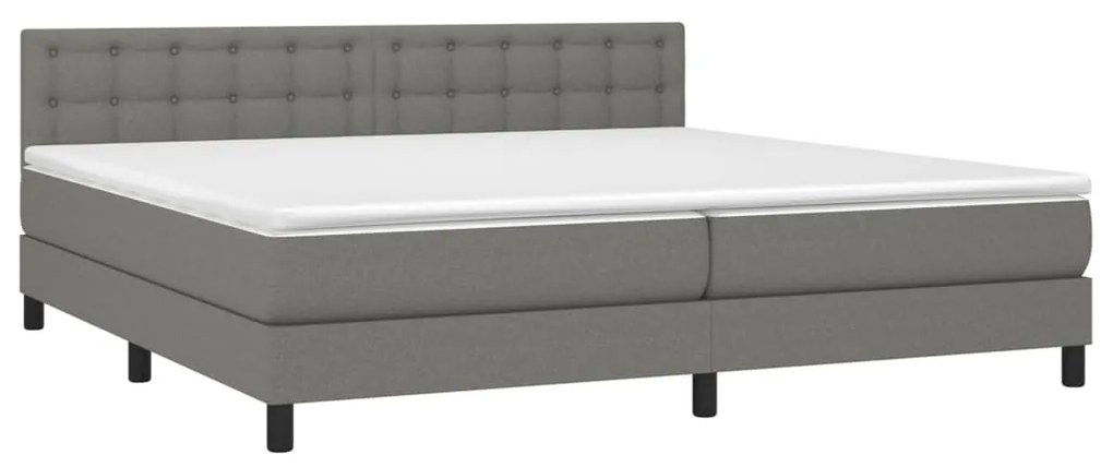 Κρεβάτι Boxspring με Στρώμα Σκούρο Γκρι 200x200 εκ. Υφασμάτινο - Γκρι