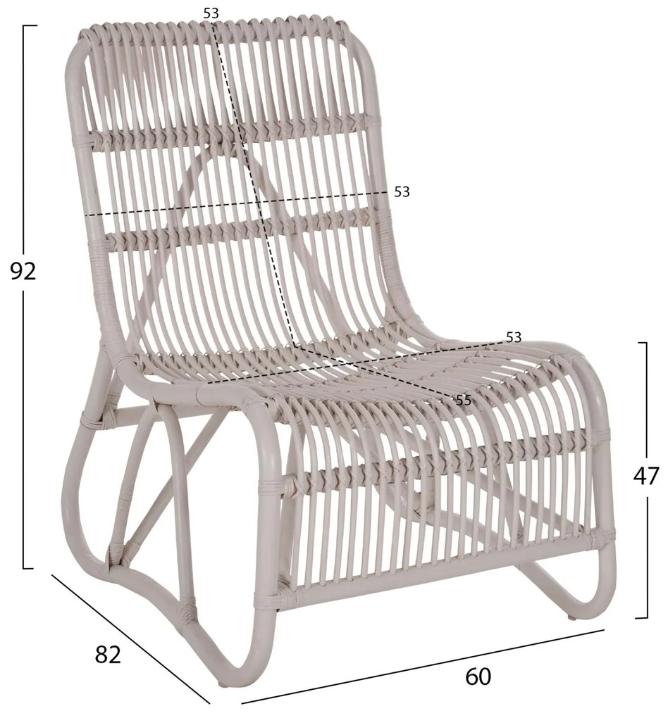 Καρέκλα - Πολυθρόνα BRONNY C9644.02 Λευκό Rattan 60x82x92Υ εκ. 60x2x92 εκ.