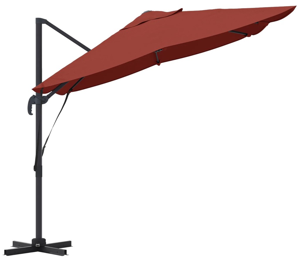 vidaXL Cantilever Roma Ομπρέλα σε Τερακότα 352x251x260 εκ, Αλουμίνιο