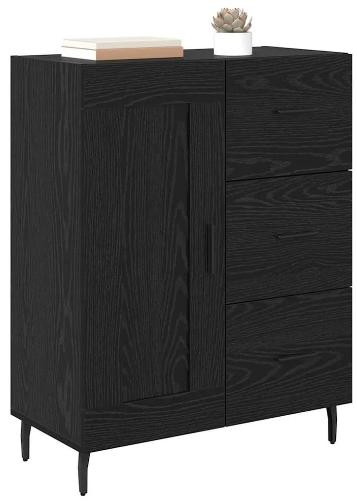 vidaXL Πλαϊνό γραφείο με συρτάρι Μαύρη Οξυά 69,5 x 34 x 90 εκ.