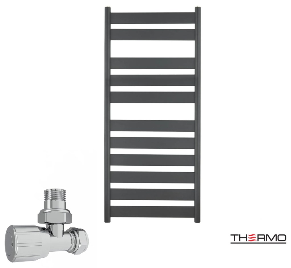Thermo LARGO Θερμαινόμενη πετσετοκρεμάστρα από Mild Steel με υδραυλική λειτουργία, 120x50cm Black