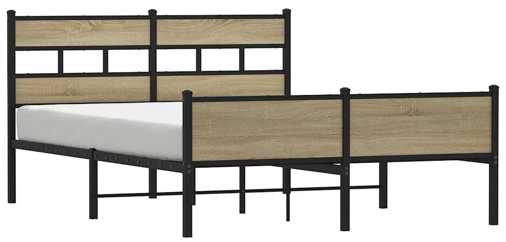 vidaXL Σκελετός Κρεβ. Χωρίς Στρώμα Sonoma Δρυς 160x200 εκ. Μεταλλικό