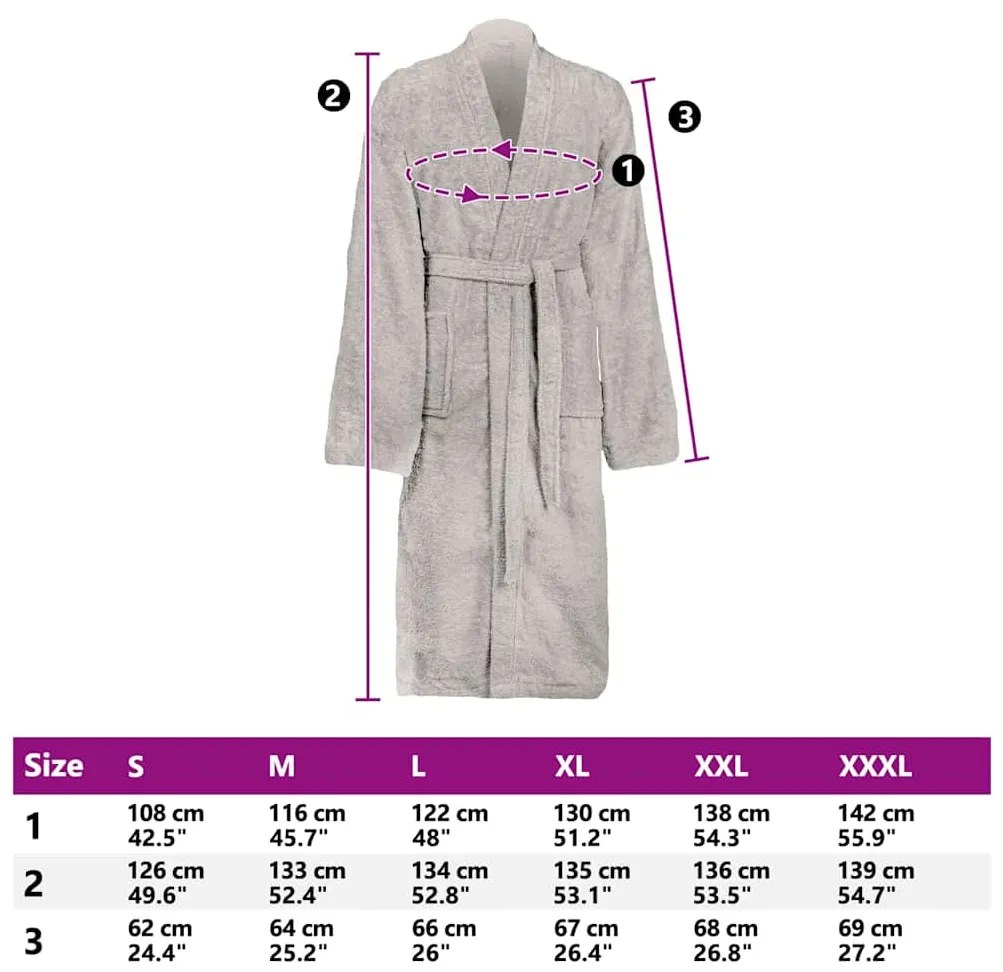 vidaXL Μπουρνούζι KINN Γκρι XXXL Βαμβάκι