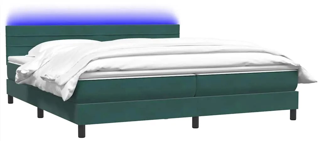 vidaXL Κρεβάτι Boxspring με Στρώμα Σκούρο Πράσινο 200x210εκ. Βελούδινο