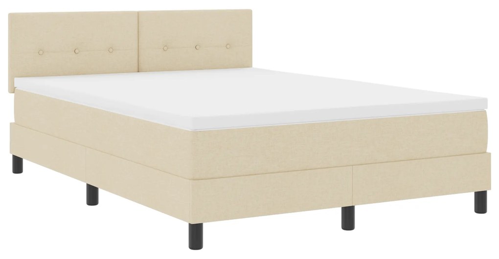 vidaXL Κρεβάτι Box Spring με Στρώμα Κρέμα 140x200 εκ. Υφασμάτινο