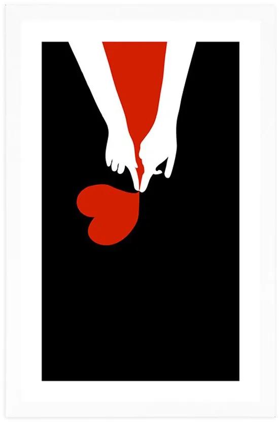 Αφίσα με πασπαρτού Ένωση δύο καρδιών - 30x45 white