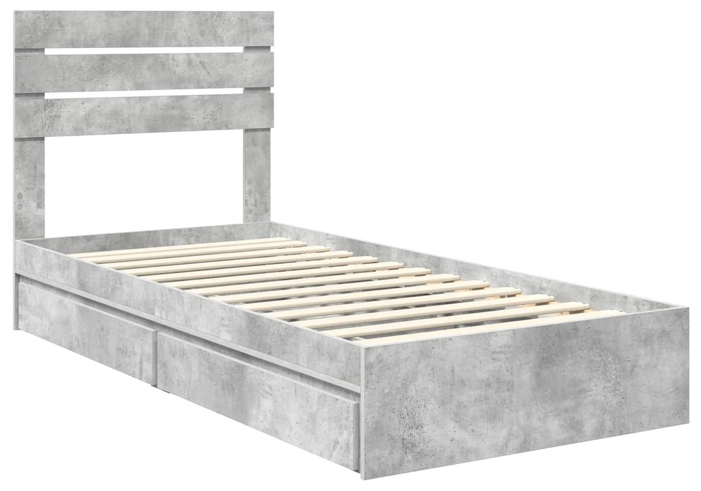 vidaXL Κρεβάτι Αποθήκης Σκυρόδεμα Γκρι 100 x 200 cm Επεξεργασμένο ξύλο