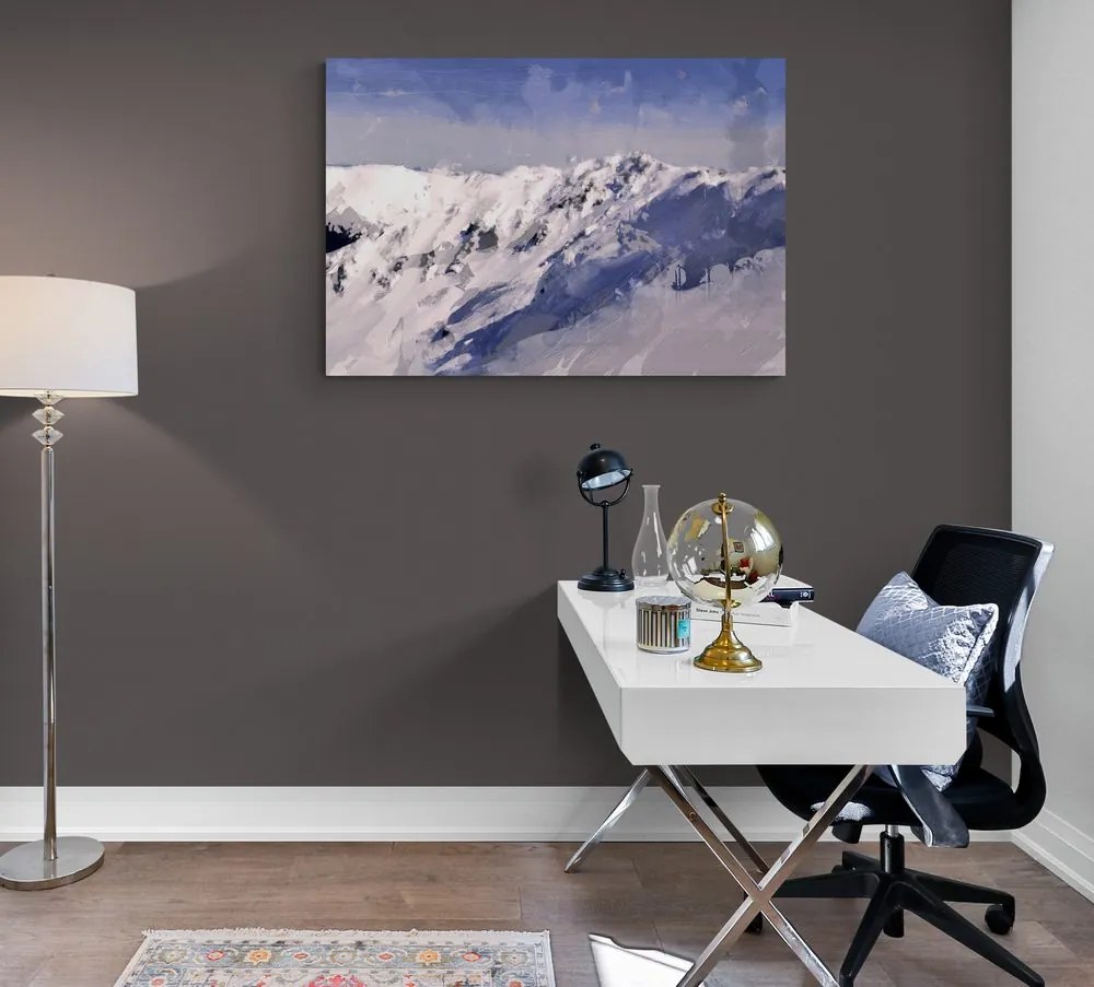 Εικόνα ελαιογραφία με χιονισμένα βουνά - 120x80