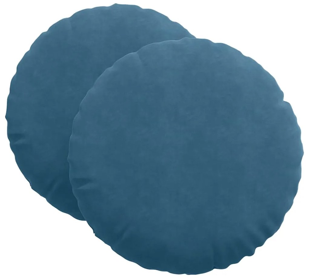 vidaXL Μαξιλάρια καθισμάτων 2 pcs Μπλε Ø 40 x 13 εκ. Βελούδο