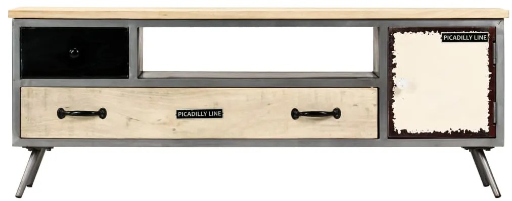 vidaXL Έπιπλο Τηλεόρασης 120x30x45 εκ. από Μασίφ Ξύλο Μάνγκο &amp; Ατσάλι