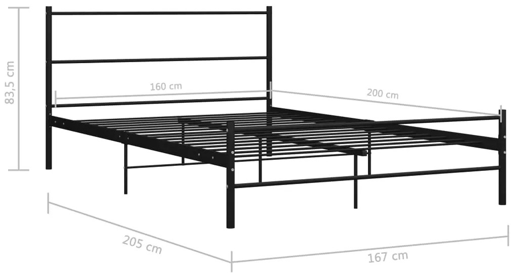 vidaXL Πλαίσιο Κρεβατιού Μαύρο 160 x 200 εκ. Μεταλλικό