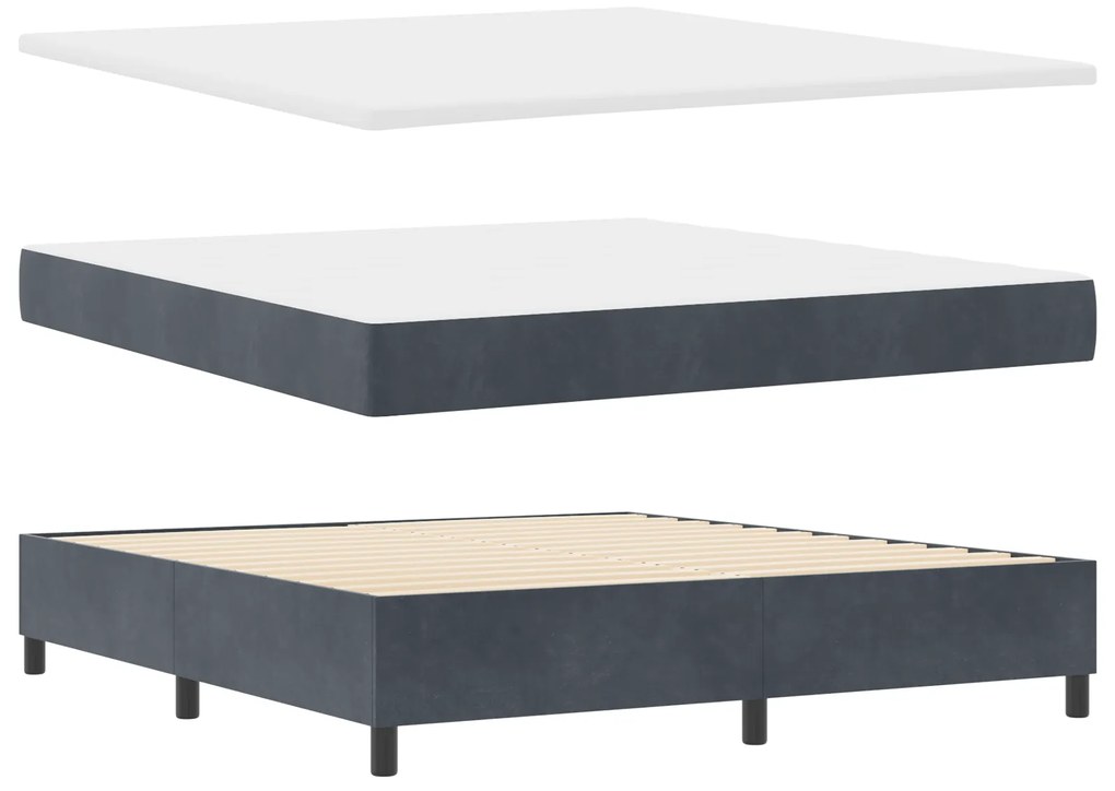 vidaXL Κρεβάτι Box Spring με Στρώμα Σκούρο Γκρι Super King Βελούδο