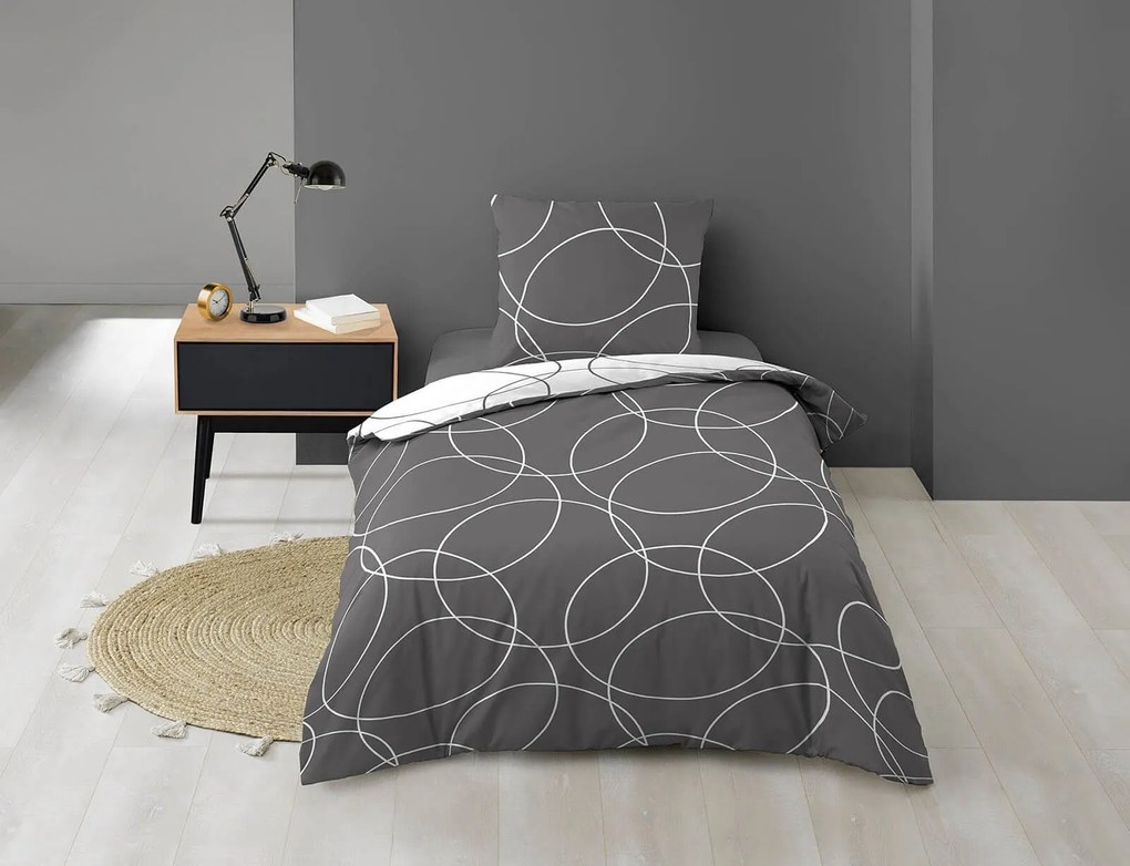 Σετ Μονή Παπλωματοθήκη &amp; Μαξιλαροθήκη Elton Douceur d'intérieur 2 όψεων, από microfiber, με διαστάσεις 140x200cm