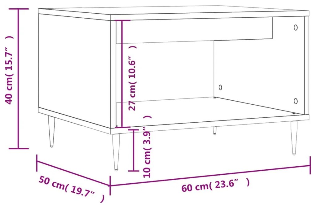 Τραπεζάκι Σαλονιού Γκρι Sonoma 60x50x40 εκ. από Επεξεργ. Ξύλο - Γκρι