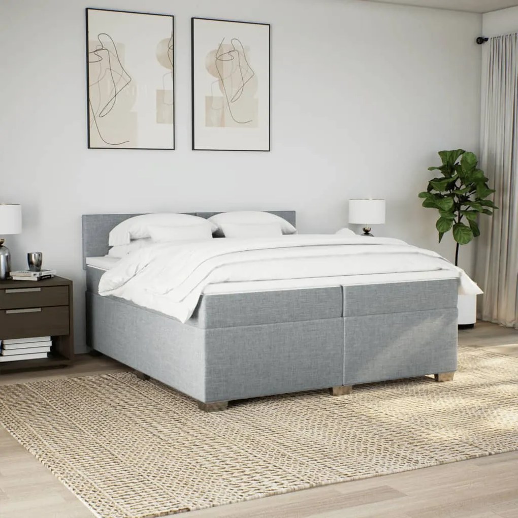 ΚΡΕΒΑΤΙ BOXSPRING ΜΕ ΣΤΡΩΜΑ ΑΝΟΙΧΤΟ ΓΚΡΙ 200X200 ΕΚ. ΥΦΑΣΜΑΤΙΝΟ 3288288