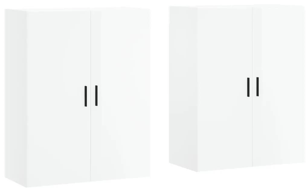 Ντουλάπια Τοίχου 2 τεμ. Γυαλιστερά Λευκά 69,5 x 34 x 90 εκ. - Λευκό