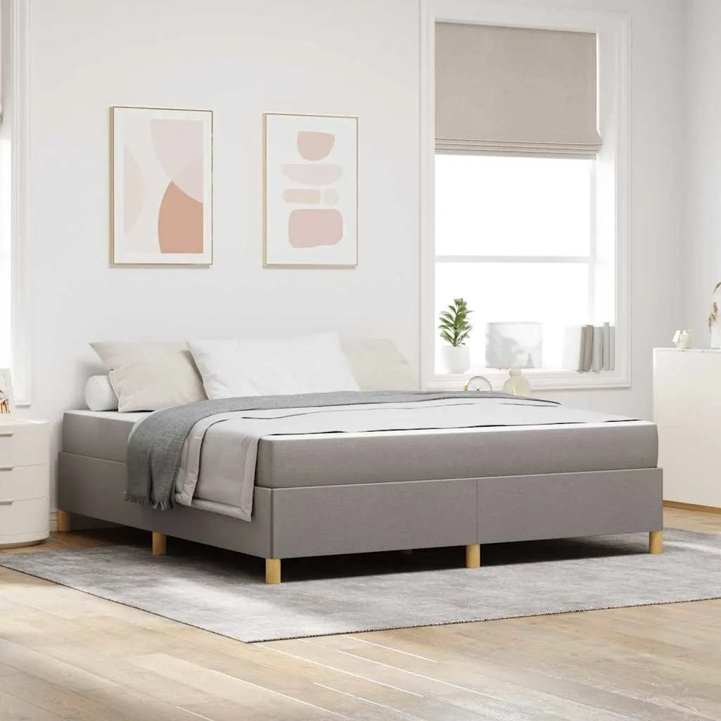 vidaXL Κρεβάτι με ελατήρια Ταμπά και Λευκό 180 x 200 cm ύφασμα