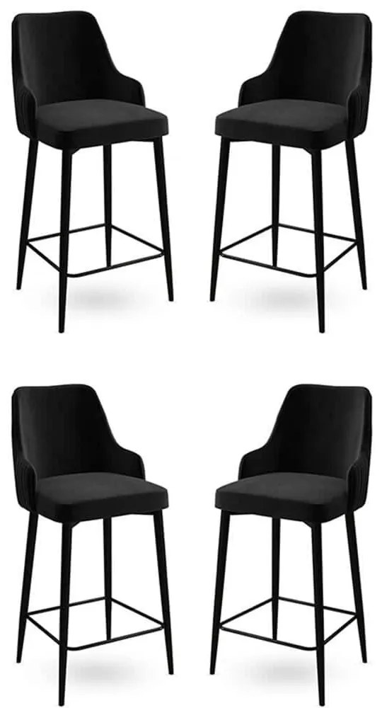 Σκαμπό Μπαρ Enox Babyface (Σετ 4Τμχ) 240CHR1309 45x43x105cm Black Μέταλλο,Ύφασμα