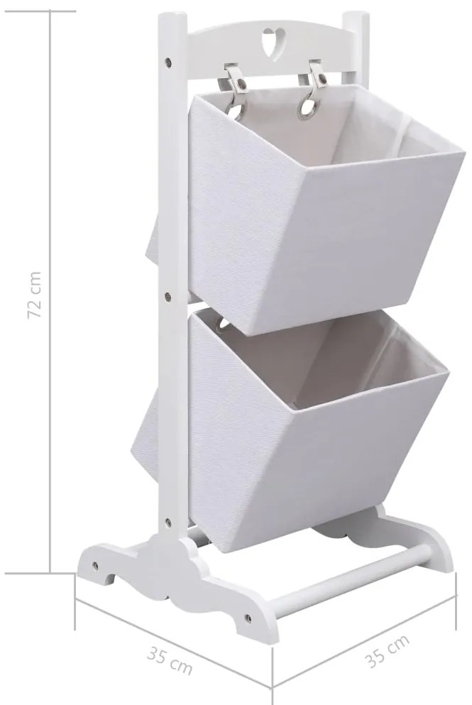 vidaXL Ραφιέρα Αποθήκευσης με 2 Καλάθια Λευκή 35 x 35 x 72 εκ. Ξύλο