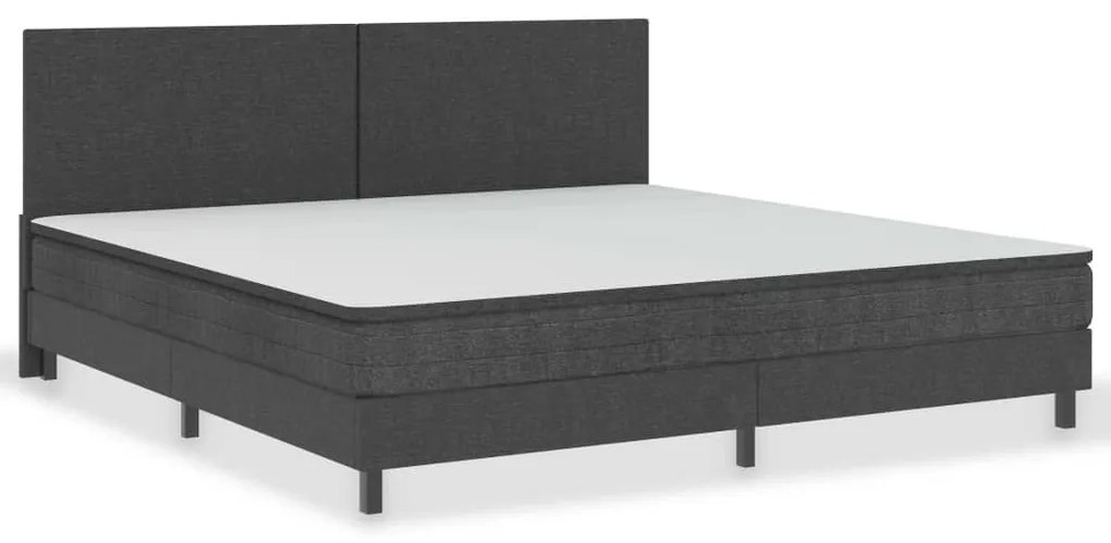 Κρεβάτι Boxspring Σκούρο Γκρι 200 x 200 εκ. Υφασμάτινο - Γκρι