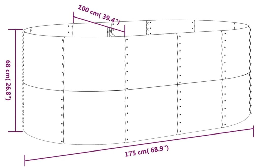 Ζαρντινιέρα Πράσινη 175x100x68εκ Ατσάλι με Ηλεκτρ. Βαφή Πούδρας - Πράσινο