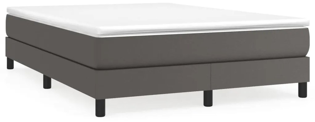 vidaXL Κρεβάτι Boxspring με Στρώμα Γκρι 140x190εκ. από Συνθετικό Δέρμα