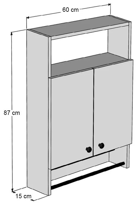 Ντουλάπι μπάνιου επιτοίχιο Ela Megapap χρώμα καρυδί 60x15x87εκ.