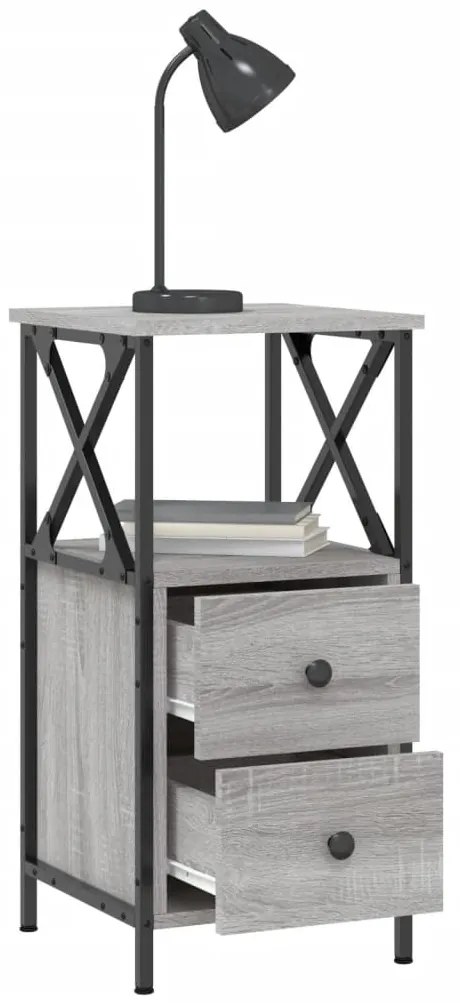 vidaXL Κομοδίνο Γκρι Sonoma 34 x 35,5 x 70 εκ. από Επεξεργασμένο Ξύλο