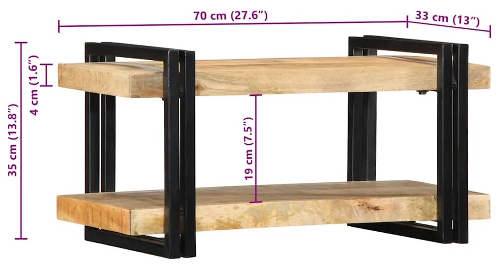 Ράφι τοίχου 70x33x35 cm Στερεό ακατέργαστο ξύλο Mango - Καφέ