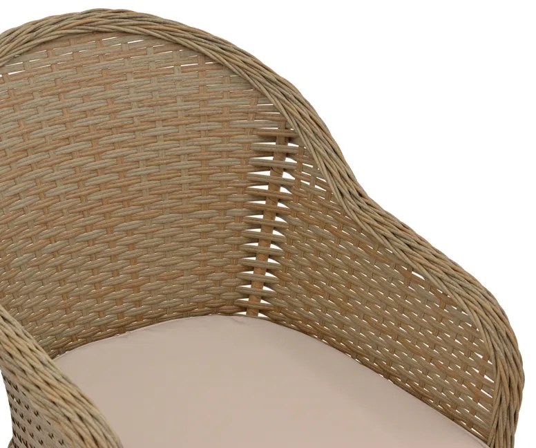 Πολυθρόνα κήπου Hadrian pakoworld rattan καφέ- textilene μπεζ 70x57x85εκ - 152-000053