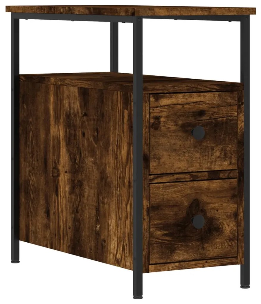 vidaXL Κομοδίνα 2 τεμ. Καπνιστή Δρυς 30 x 60 x 60 εκ. Επεξεργ. Ξύλο