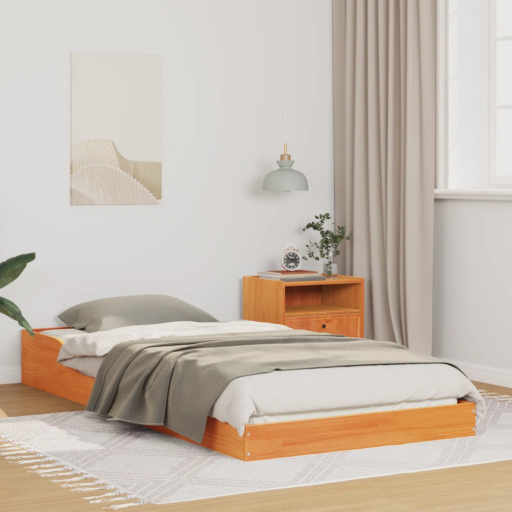 vidaXL Σκελετός Κρεβατιού Καφέ κεριού 100 x 220 cm Μασίφ ξύλο πεύκου