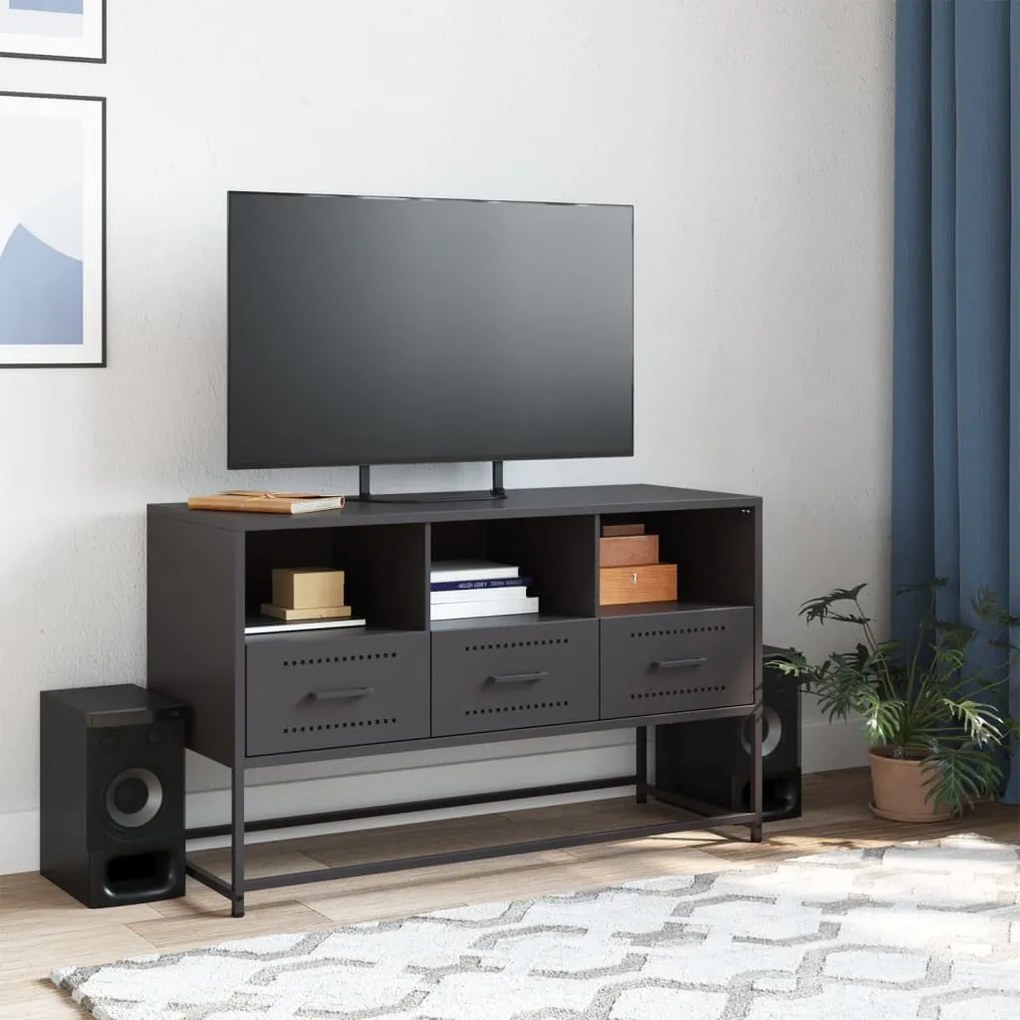 vidaXL Έπιπλο Τηλεόρασης Μαύρο 100,5x39x60,5 εκ. Ατσάλινο