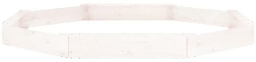 vidaXL Αμμοδόχος με Καθίσματα Λευκή Οκτάγωνη από Μασίφ Ξύλο Πεύκου