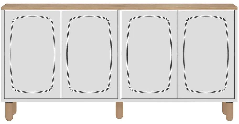 Μπουφές Yekta 327ODS1355 150x36x73cm Oak-White Μοριοσανίδα, Μελαμίνη