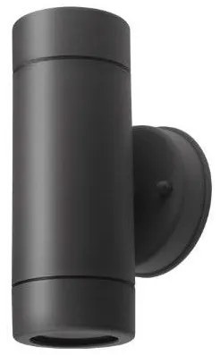Απλίκα Τοίχου Στρογγυλή 2xGU10 9W IP44 Πλαστικό Φ6 Up&amp;Down ΦOS_ME 21-0216-19 Ανθρακί