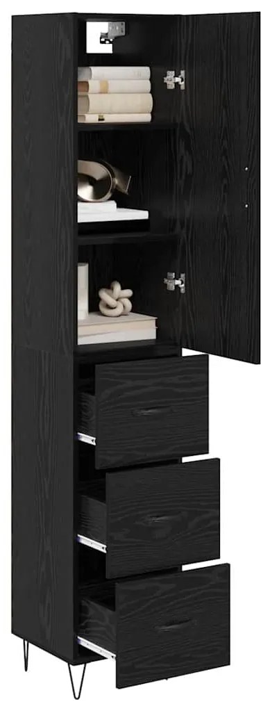 vidaXL Highboard Μαύρη Οξυά 34,5 x 34 x 90 εκ. Επεξεργασμένο ξύλο