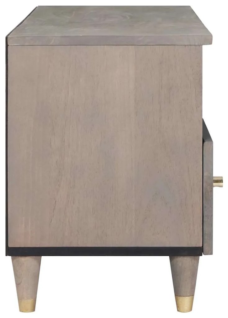vidaXL Ντουλάπι TV Γκρι και Χρυσό 100 x 33.5 x 46 εκ Μασίφ ξύλο μάνγκο