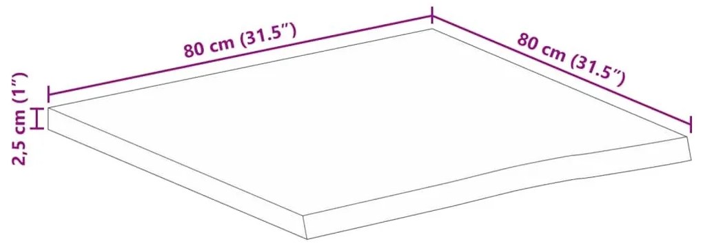 Επιφάνεια Τραπεζιού 80x80x2,5 εκ. Live Edge Μασίφ Ξύλο Μάνγκο - Καφέ