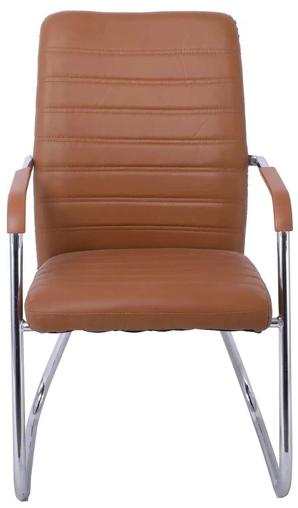 Πολυθρόνα Επισκέπτη COLLET Χρώμιο/Pu Καφέ 54x60x96cm (Σετ 4 ΤΕΜ)